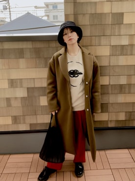 「プリーツバッグ」｜「アイテム（ジャケット/アウター）」を使った、ricoさん（レディース・155cm）の冬コーディネート