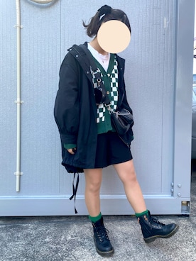 「WC（ダブル シー）のアイテム（カーディガン/ボレロ）」を使った、piyopiyoさん（レディース・163cm）の冬コーディネート