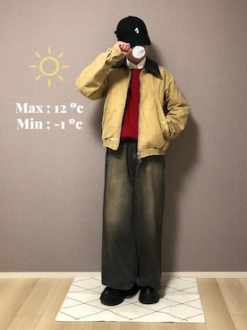 「Juha（ユハ）のアイテム」を使った、　いとぴさん（メンズ・164cm）の冬コーディネート