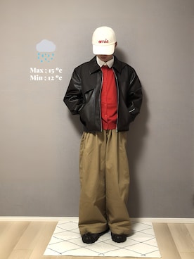 「EMIS（イミス）のアイテム」を使った、　いとぴさん（メンズ・164cm）の春コーディネート