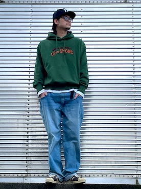 「NAVY（ネイビー）のアイテム（デニムパンツ）」を使った、NOzさん（メンズ・182cm）の春コーディネート