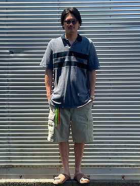 「アイテム（カーゴパンツ）」を使った、NOzさん（メンズ・182cm）の夏コーディネート