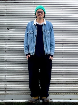 「アイテム（ジャケット/アウター、ブルー系）」を使った、NOzさん（メンズ・182cm）の冬コーディネート