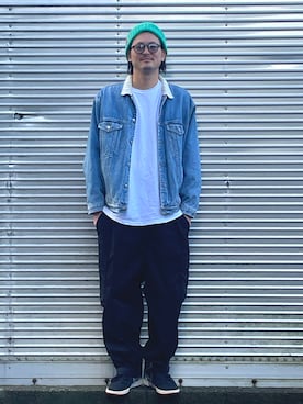 「アイテム（デニムジャケット）」を使った、NOzさん（メンズ・182cm）の秋コーディネート