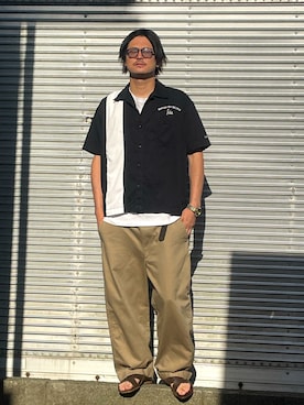 「アイテム（チノパンツ）」を使った、NOzさん（メンズ・182cm）の夏コーディネート