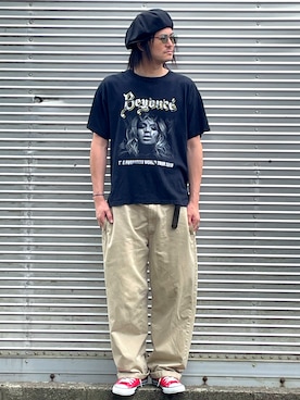 「Basiquenti（ベーシックエンティ）のアイテム（ハンチング/ベレー帽、ブラック系）」を使った、NOzさん（メンズ・182cm）の夏コーディネート