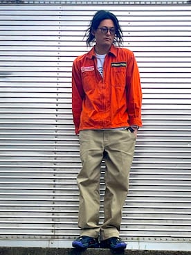 「Dickies（ディッキーズ）のDickies/ディッキーズ THE ORIGINAL FIT 874 TCツイル センタープレス オリジナルフィット ワイドチノ ワークパンツ（チノパンツ）」を使った、NOzさん（メンズ・182cm）の春コーディネート