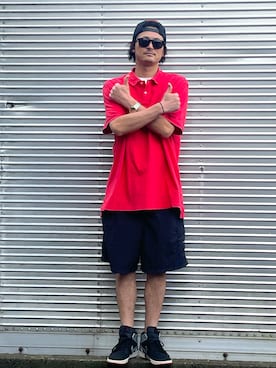 「アイテム（ポロシャツ）」を使った、NOzさん（メンズ・182cm）の秋コーディネート