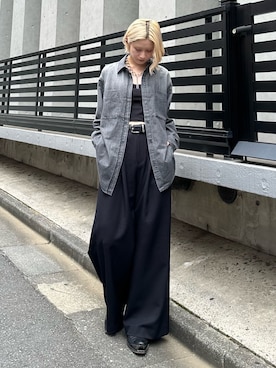 「デニムシャツ」｜mi-さん（レディース・156cm）の夏コーディネート