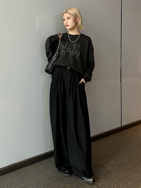 「オールブラックコーデ」｜mi-さん（レディース・156cm）の秋コーディネート