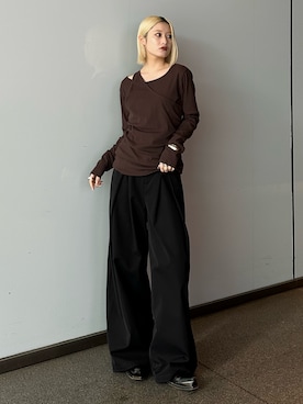 「Lui's（ルイス）のアイテム（パンツ）」を使った、mi-さん（レディース・156cm）の春コーディネート