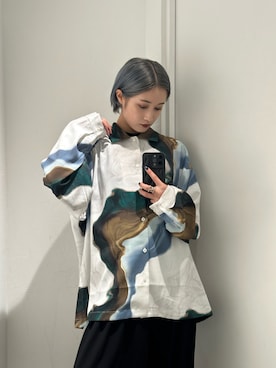 「柄シャツコーデ」｜mi-さん（レディース・156cm）の夏コーディネート
