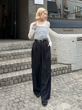 「アイテム（スラックス）」を使った、mi-さん（レディース・156cm）の夏コーディネート