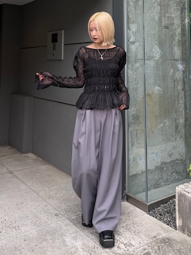 「オールブラックコーデ」｜mi-さん（レディース・156cm）の秋コーディネート