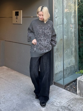 「オールブラックコーデ」｜「アイテム（トップス）」を使った、mi-さん（レディース・156cm）の冬コーディネート