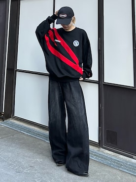 「スウェットコーデ」｜「アイテム（帽子）」を使った、mi-さん（レディース・156cm）の秋コーディネート