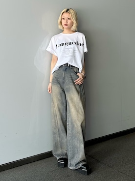 「Lui's（ルイス）のアイテム（パンツ）」を使った、mi-さん（レディース・156cm）の春コーディネート