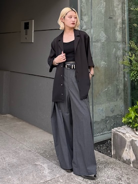 「Lui's（ルイス）のアイテム（スラックス）」を使った、mi-さん（レディース・156cm）の春コーディネート