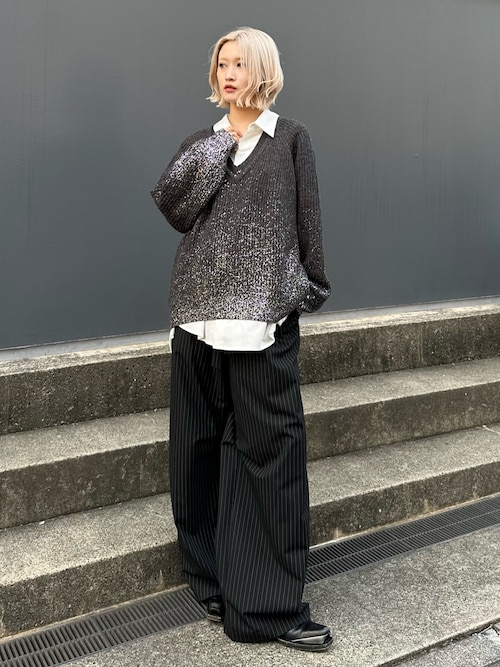 セール】ラメプリントVネックニットプルオーバー（ニット/セーター