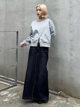 「アイテム（デニムスカート）」を使った、mi-さん（レディース・156cm）の秋コーディネート