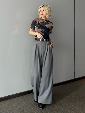 「Lui's（ルイス）のアイテム（スラックス）」を使った、mi-さん（レディース・156cm）の春コーディネート