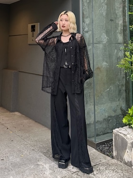 「Lui's（ルイス）の【mi-企画】レザーベルト（ベルト、ブラック系）」を使った、mi-さん（レディース・156cm）の春コーディネート