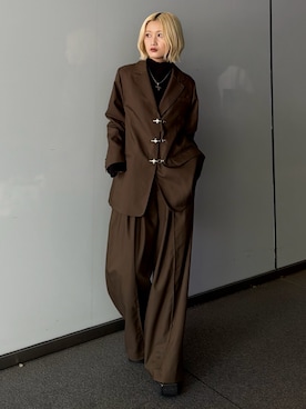 「Lui's（ルイス）の【mi-企画】スクエアトゥブーツ（ブーツ、ブラック系）」を使った、mi-さん（レディース・156cm）の夏コーディネート