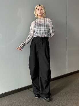 「アイテム（カーゴパンツ）」を使った、mi-さん（レディース・156cm）の春コーディネート