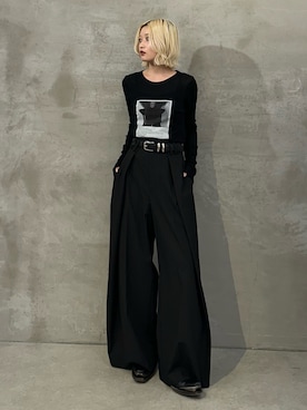 「Lui's（ルイス）のアイテム（スラックス）」を使った、mi-さん（レディース・156cm）の春コーディネート