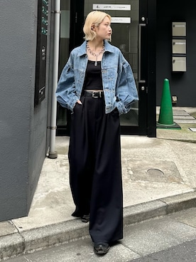 「アイテム（テーラードジャケット）」を使った、mi-さん（レディース・156cm）の夏コーディネート