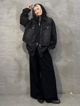 「アイテム（デニムジャケット）」を使った、mi-さん（レディース・156cm）の秋コーディネート