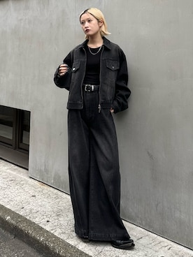 「アイテム（デニムジャケット）」を使った、mi-さん（レディース・156cm）の秋コーディネート