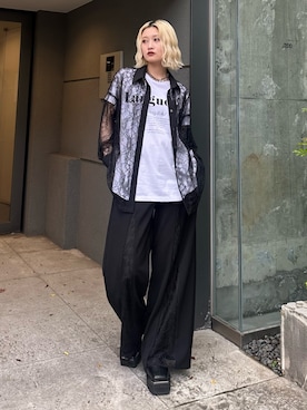 「Lui's（ルイス）の【mi-企画】シルバーチェーンネックレス（ネックレス、シルバー系）」を使った、mi-さん（レディース・156cm）の春コーディネート