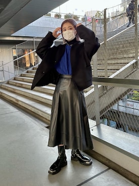 「Lui's（ルイス）のアイテム（ブルゾン）」を使った、mi-さん（レディース・156cm）の冬コーディネート