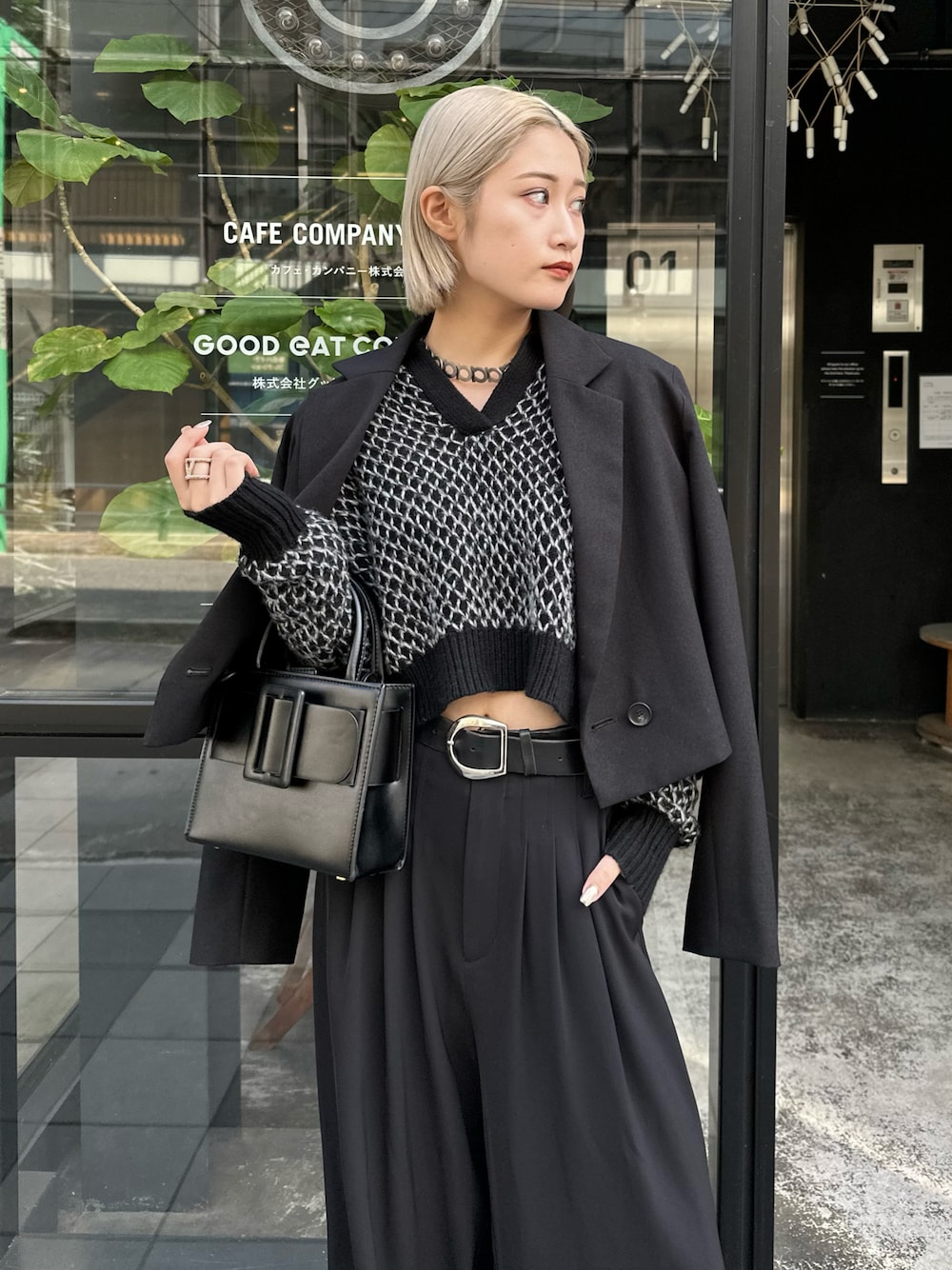 Lui's mi-企画ダブルジップショートジャケット タックワイドパンツ