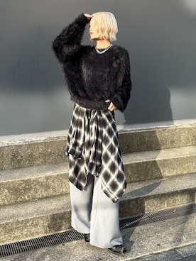 「Lui's（ルイス）のアイテム（シャツ/ブラウス）」を使った、mi-さん（レディース・156cm）の夏コーディネート