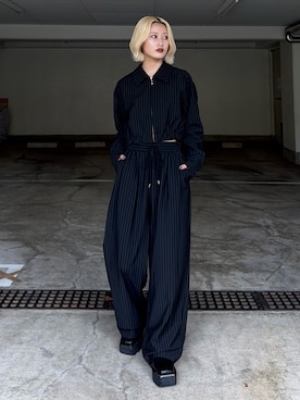 「Lui's（ルイス）の【mi-企画】スクエアトゥブーツ（ブーツ、ブラック系）」を使った、mi-さん（レディース・156cm）の夏コーディネート