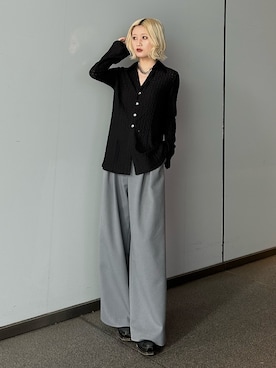 「Lui's（ルイス）のアイテム（スラックス）」を使った、mi-さん（レディース・156cm）の春コーディネート