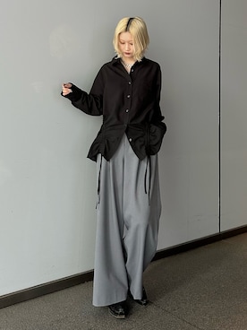 「Lui's（ルイス）のアイテム（スラックス）」を使った、mi-さん（レディース・156cm）の春コーディネート