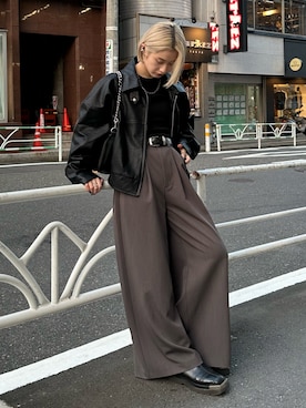 「アイテム（ブルゾン）」を使った、mi-さん（レディース・156cm）の秋コーディネート