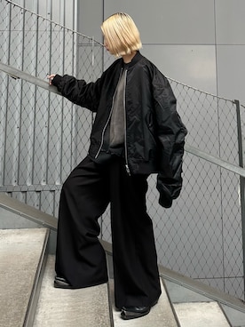 「アイテム（MA-1）」を使った、mi-さん（レディース・156cm）の秋コーディネート