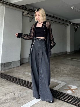 「Lui's（ルイス）の【mi-企画】シルバーチェーンネックレス（ネックレス、シルバー系）」を使った、mi-さん（レディース・156cm）の春コーディネート