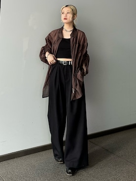 「Lui's（ルイス）のアイテム（スラックス）」を使った、mi-さん（レディース・156cm）の春コーディネート