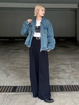 「アイテム（デニムジャケット）」を使った、mi-さん（レディース・156cm）の夏コーディネート