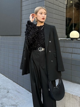 「アイテム（スラックス）」を使った、mi-さん（レディース・156cm）の冬コーディネート