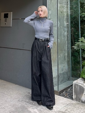 「アイテム（ベルト）」を使った、mi-さん（レディース・156cm）の秋コーディネート