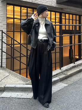 「アイテム（ブルゾン）」を使った、mi-さん（レディース・156cm）の秋コーディネート