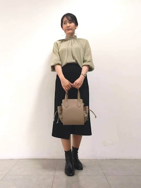 「ラップスカート」｜「アイテム（その他）」を使った、achiさん（レディース・163cm）の秋コーディネート