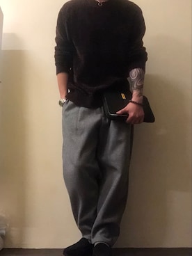 「GUコーデ」｜「アイテム（スリッポン）」を使った、hkfreewearさん（メンズ・180cm）の冬コーディネート