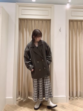「ehka sopo（エヘカソポ）のアイテム（トレンチコート）」を使った、かーびぃさん（レディース・157cm）の冬コーディネート
